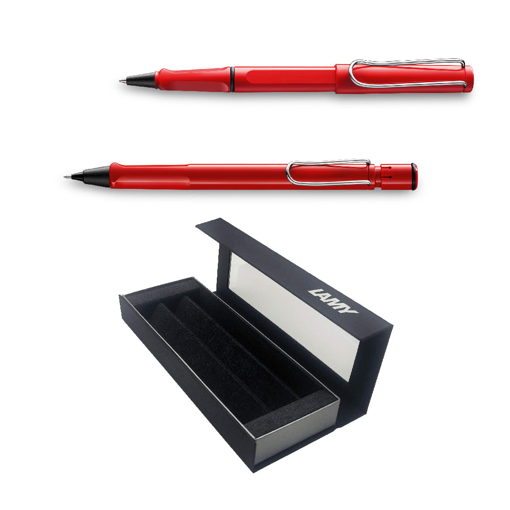 Set Lamy Safari Rollerball + Portaminas Color Rojo1