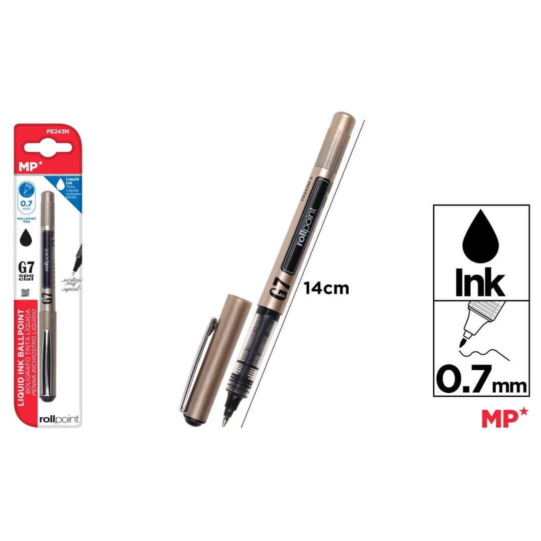 Bolígrafo Tinta Líquida Punta Ball Negro 0,71