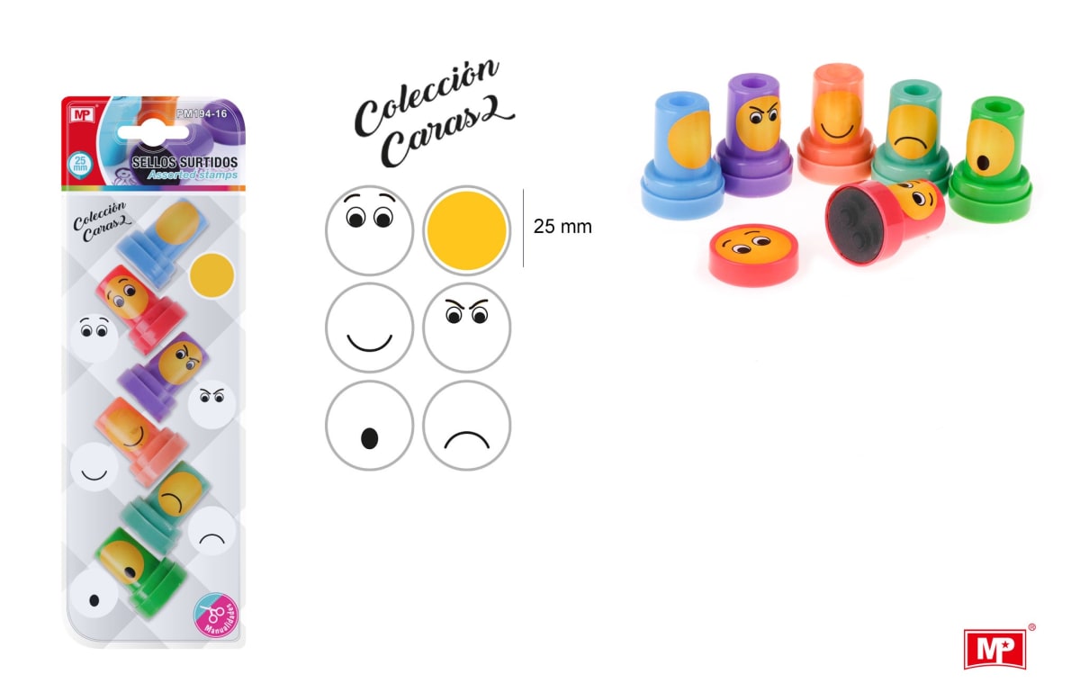 Set De Timbres Para Niños Coleccion Caritas X 6Udsdo1