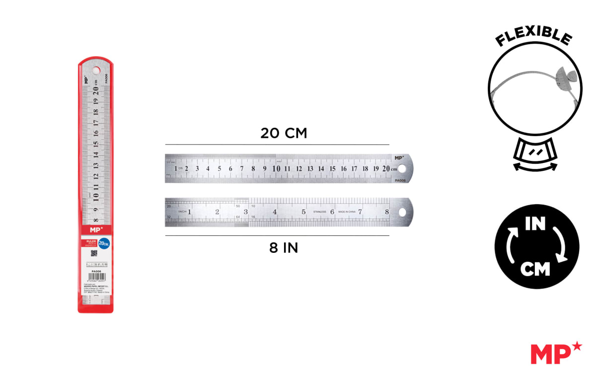 Regla Metálica De Acero Inoxidable 20Cm (MP)1