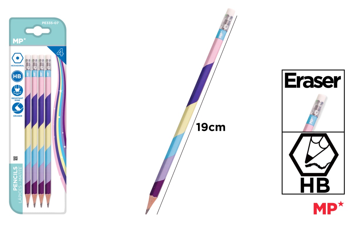 Lápices Con Goma Decorados 4 Uds. Spiral1