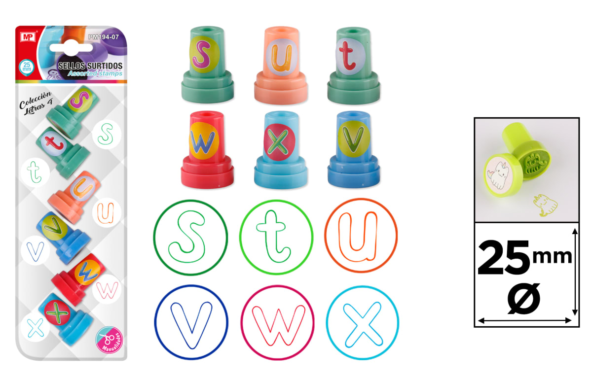 Set De Timbres Para Niños Coleccion De Letras #4/ 25mm X 6U1