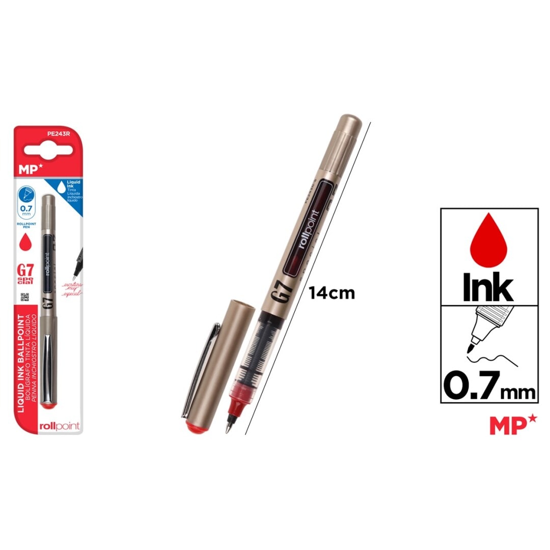 Bolígrafo Tinta Líquida Punta Ball Rojo 0,71