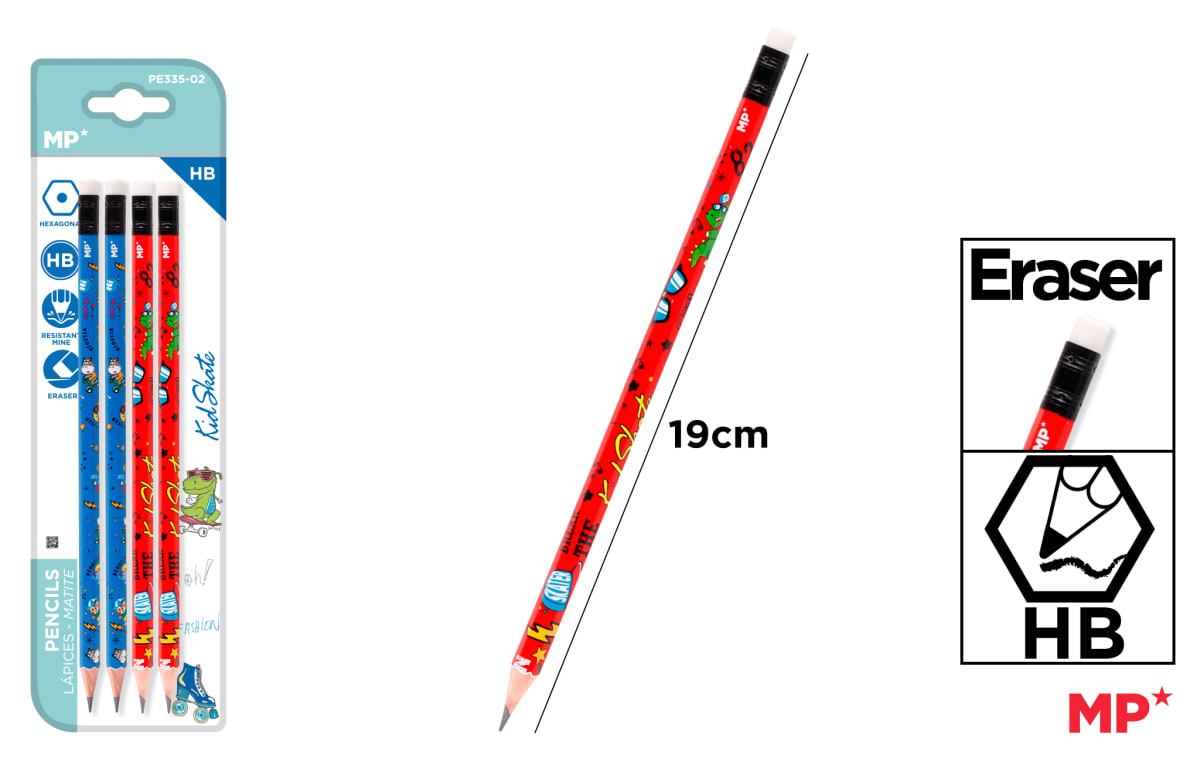 Lápices Con Goma Decorados 4 Uds. Skate1