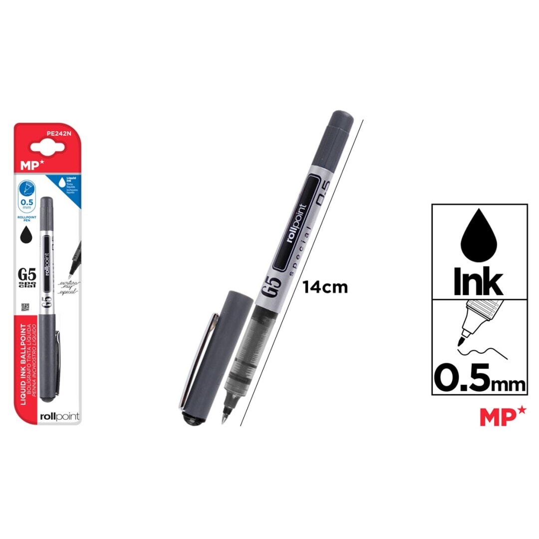 Bolígrafo Tinta Líquida Punta Ball Negro 0,51