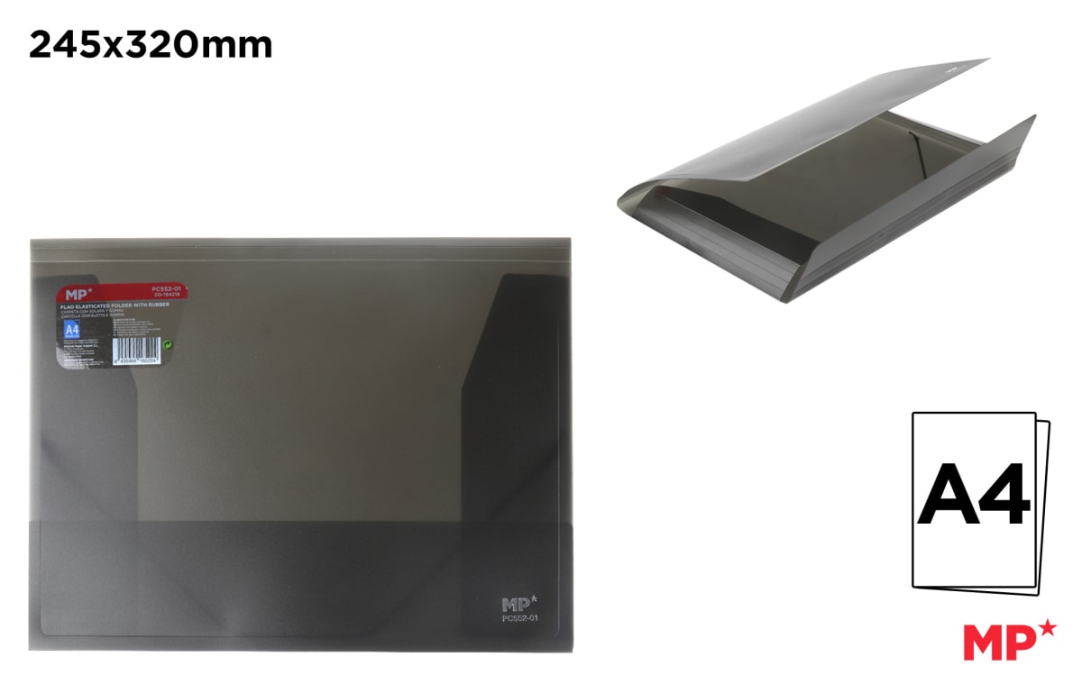 Carpeta Con Solapa Y Goma A4 Translúcida Negro (MP)1