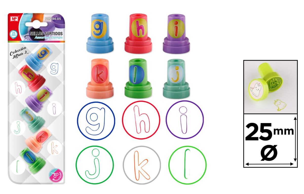 Set De Timbres Para Niños Coleccion De Letras #2 /25mm X 6U1