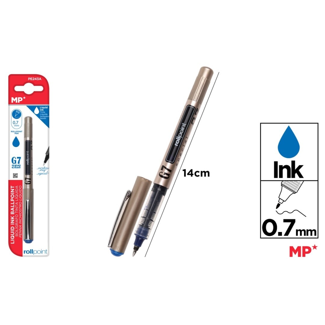 Bolígrafo Tinta Líquida Punta Ball Azul 0,71