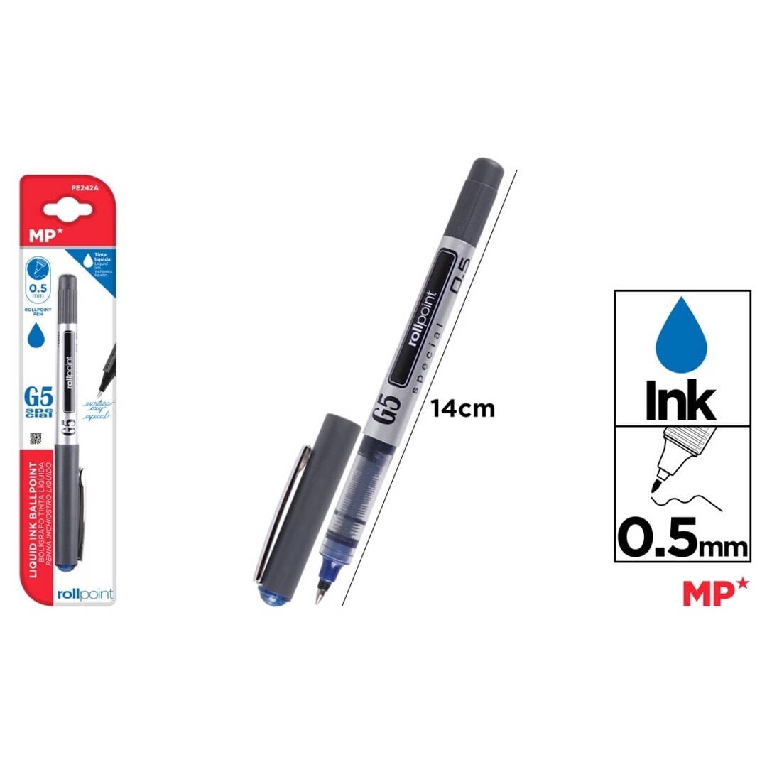 Bolígrafo Tinta Líquida Punta Ball Azul 0,51
