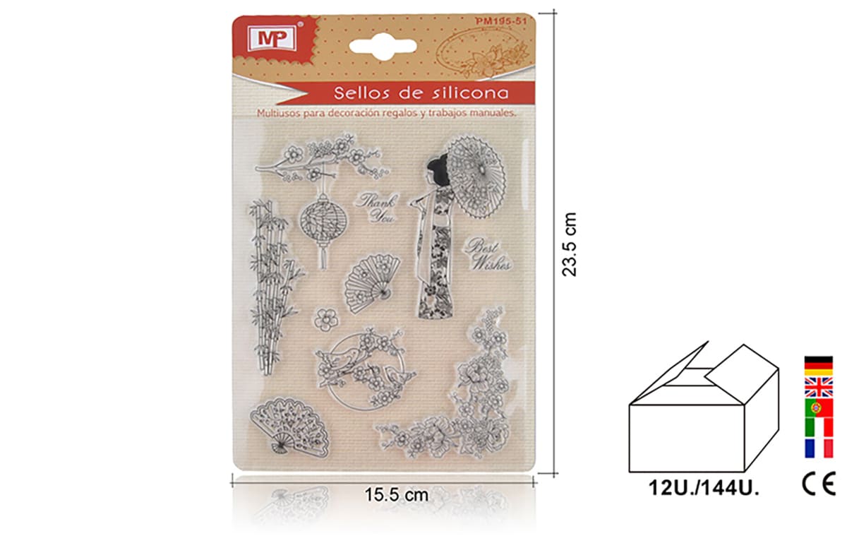 Set Timbres De Silicona P/Scrapbooking #51 Abanicos/Bambudo1
