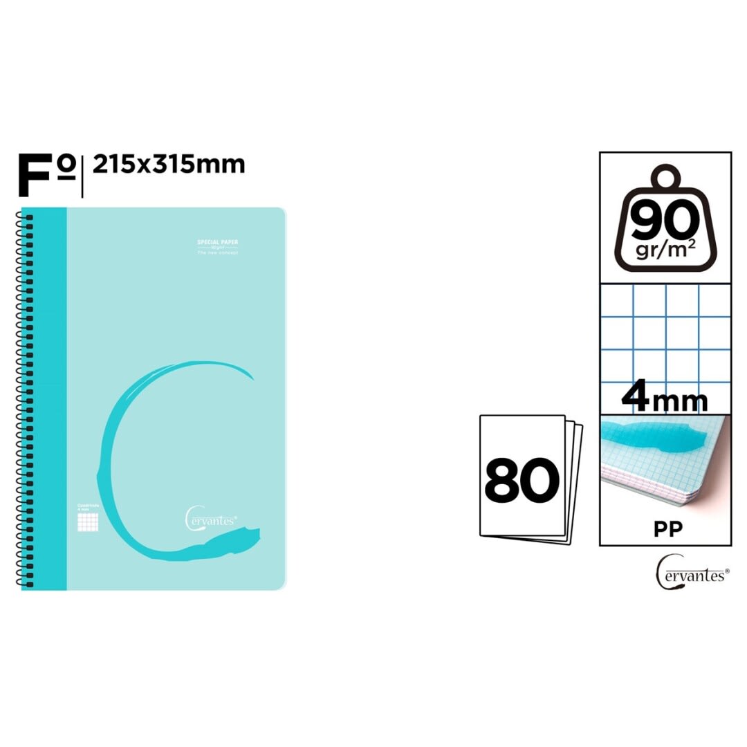 Cuaderno Espiral Fº 80 Hojas 90?G/M² Verde Pastel (MP)1