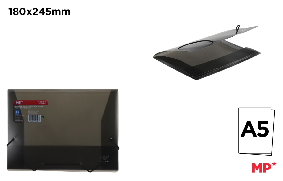 Carpeta Con Solapa Y Goma A5 Translúcida Negro (MP)1