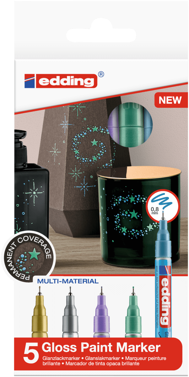 Set 5 marcadores Óleo Permanente Edding E-780 Metalico1