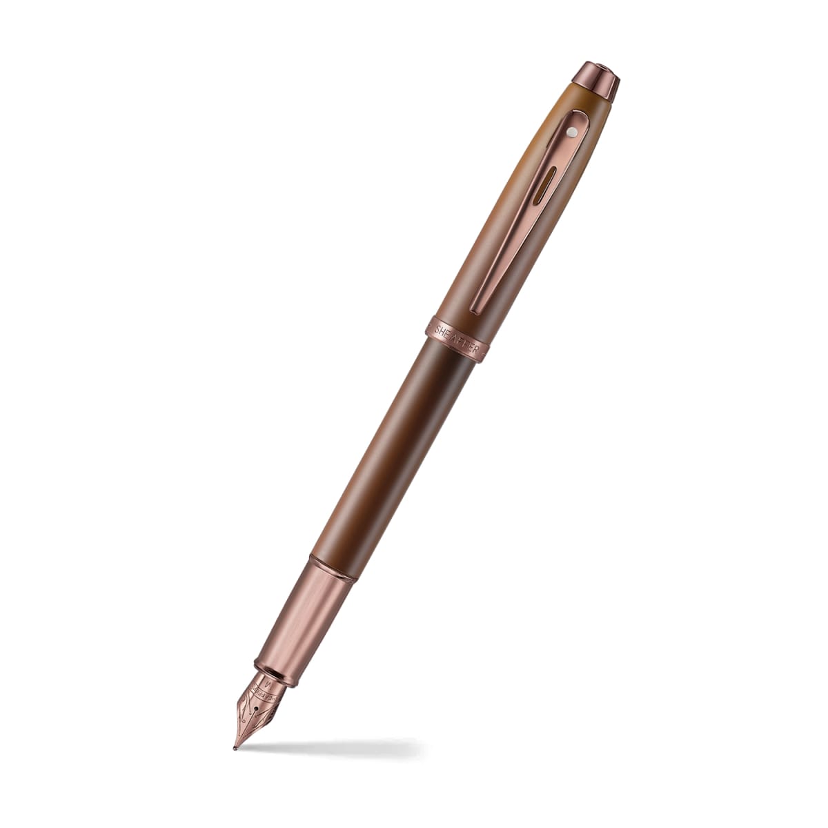 Pluma Sheaffer 100 E9374 Edición Coffee Con Detalles Pvd Plumín Medio(Shfer)1