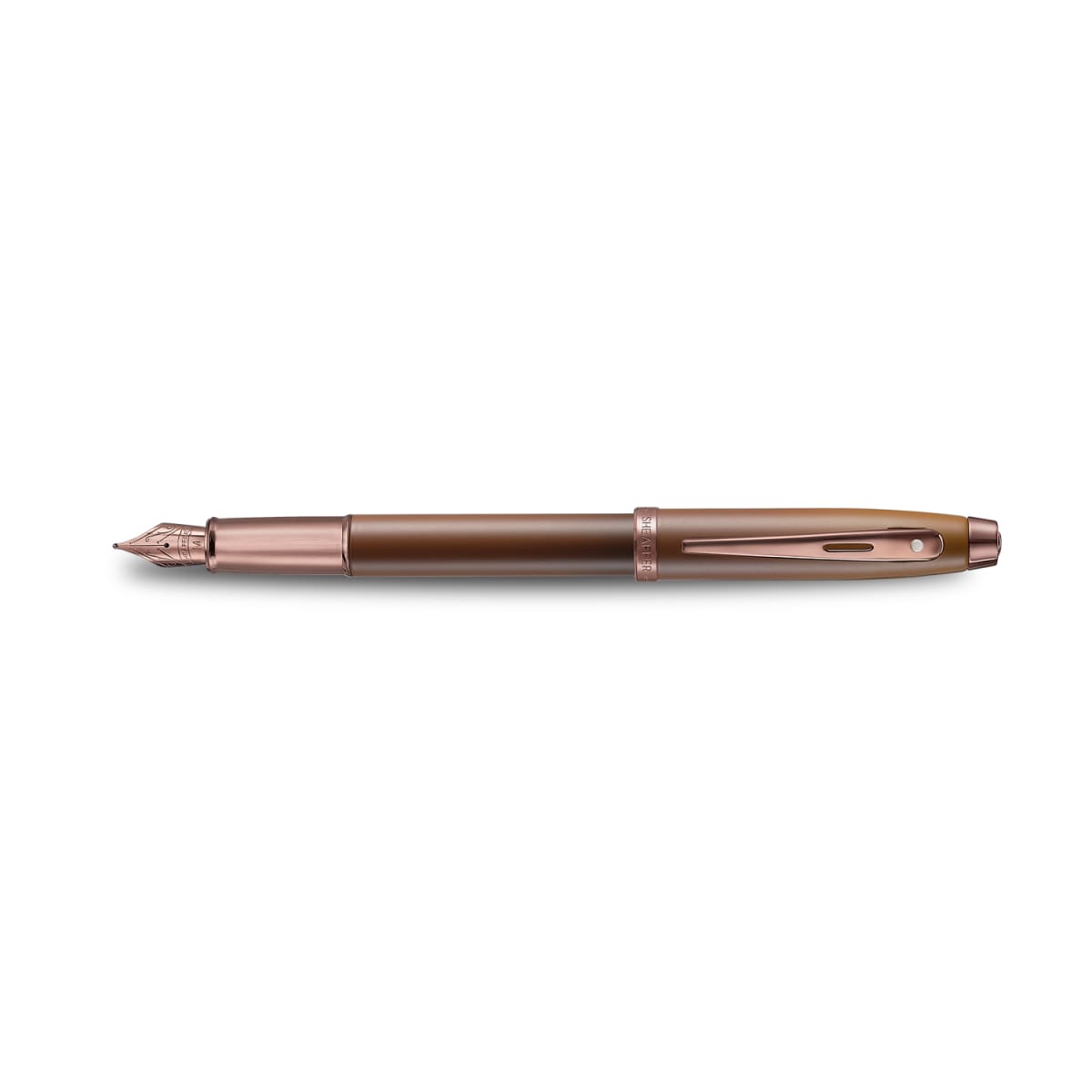 Pluma Sheaffer 100 E9374 Edición Coffee Con Detalles Pvd Plumín Medio(Shfer)3