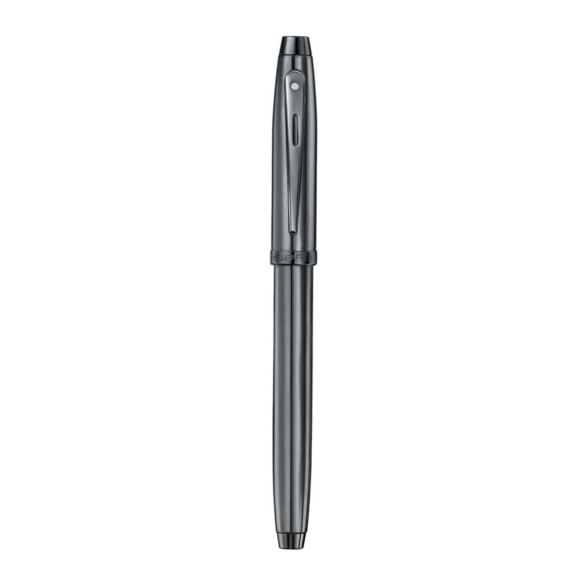 PLUMA FUENTE SHEAFFER 100 GRIS OSCURO CON ACABADOS EN PVD NEGRO METALICO7