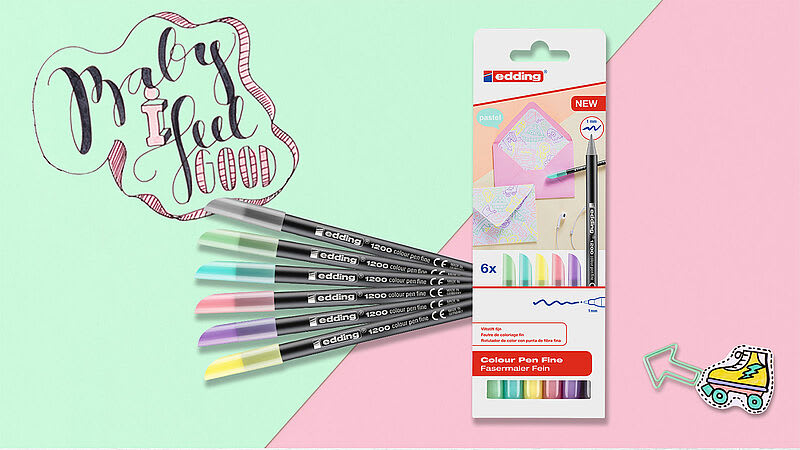 Set 6 marcadores fibra Edding E-1200 Pastel3