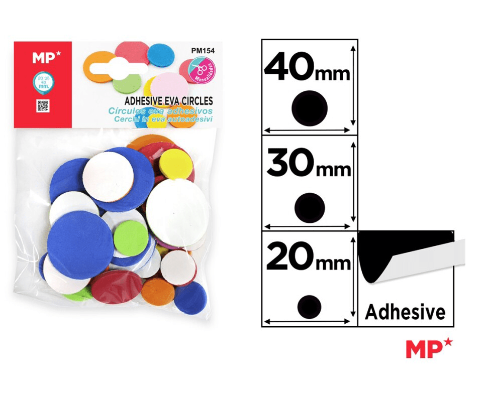 Set De Circulos Variados De Goma Eva Adhesivas 4cm/3cm/2cm Marca MP Crafts Color Variado(MP)1
