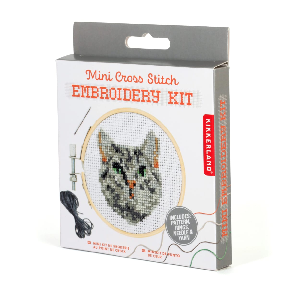 Mini Kit bastidor de Bordado Kikkerland  Punto Cruz Gato3