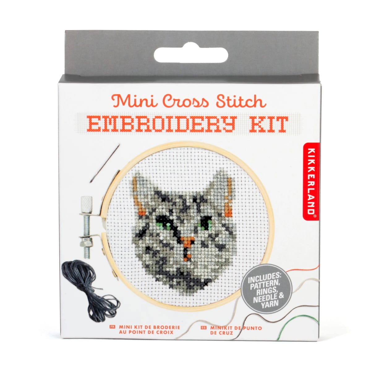 Mini Kit bastidor de Bordado Kikkerland  Punto Cruz Gato2