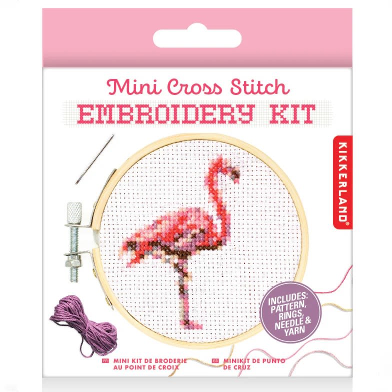 Juego Kit bastidor De Bordado Kikkerland Punto Cruz Flamingo3