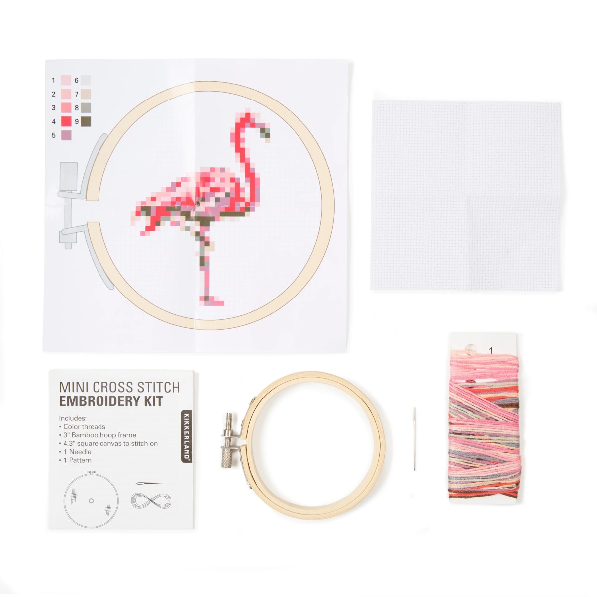 Juego Kit bastidor De Bordado Kikkerland Punto Cruz Flamingo5