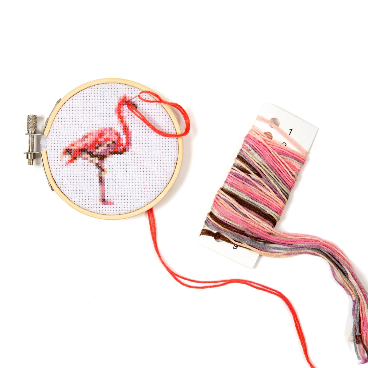 Juego Kit bastidor De Bordado Kikkerland Punto Cruz Flamingo4