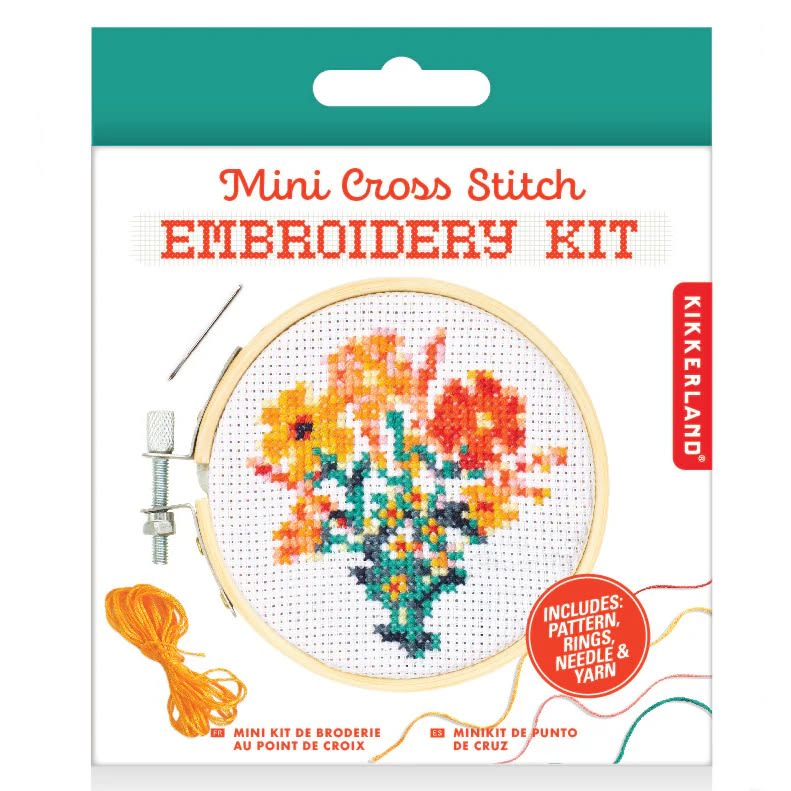 Mini Kit De Bordado Kikkerland  Punto Cruz Flores5