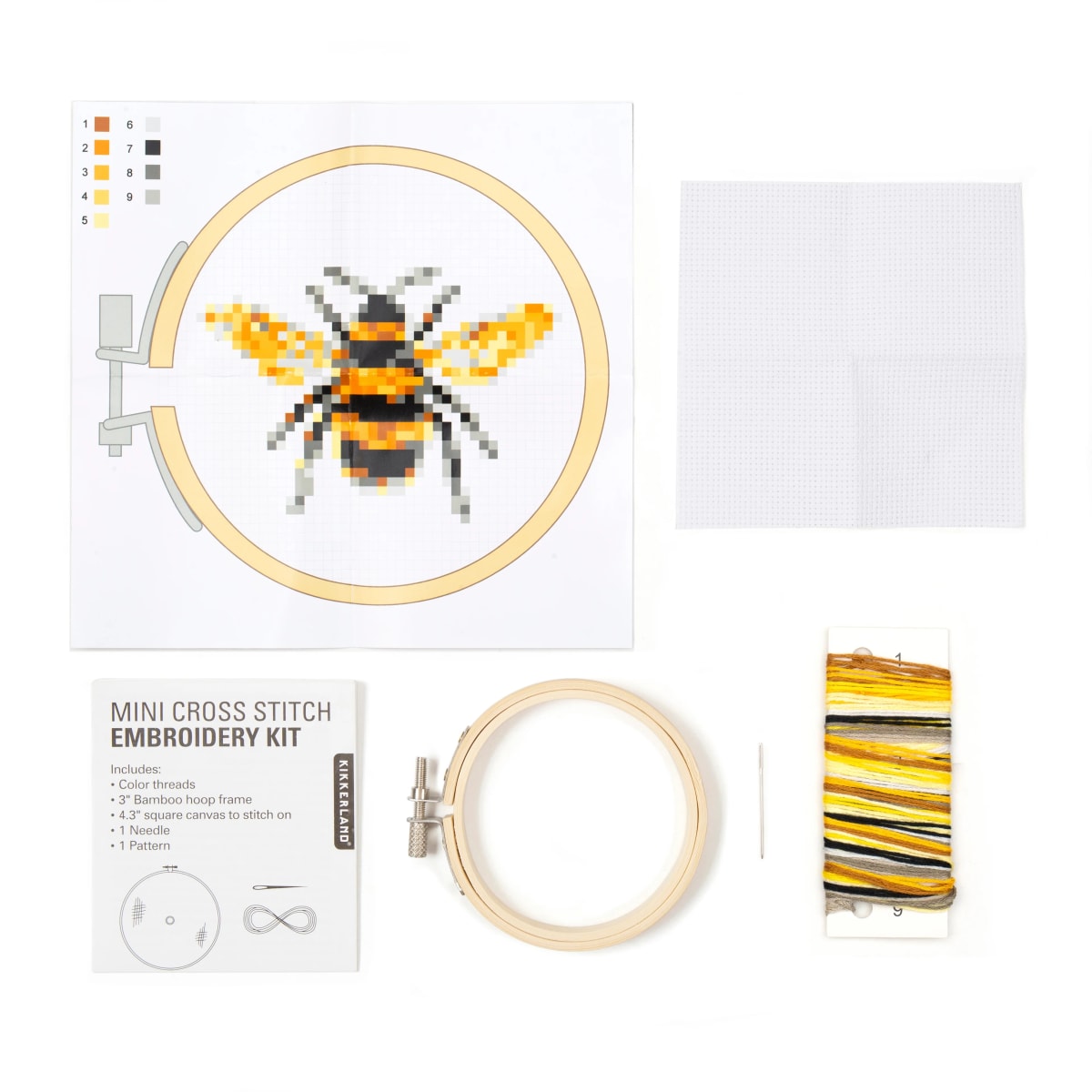 Mini Kit bastidor De Bordado Kikkerland Punto Cruz Abeja3