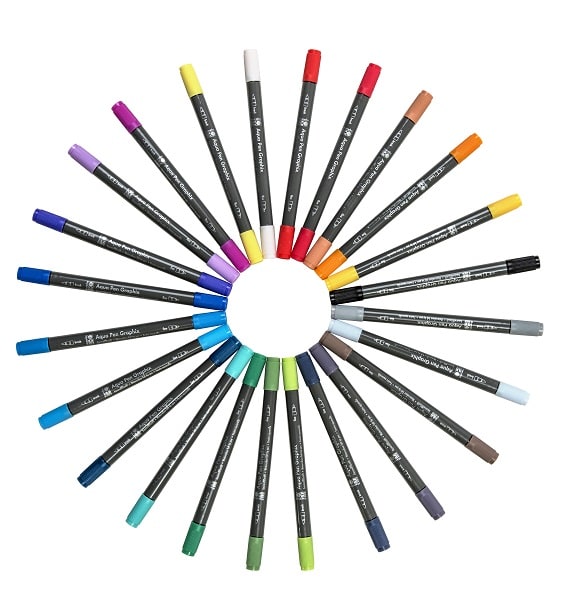 Marabu Aquapen 24 unidades doble punta, bala y punta pincel - Octopy2