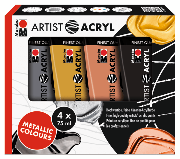 Marabu Acrylic Artista, Colores Metalizados, 4u. x 75 ml1