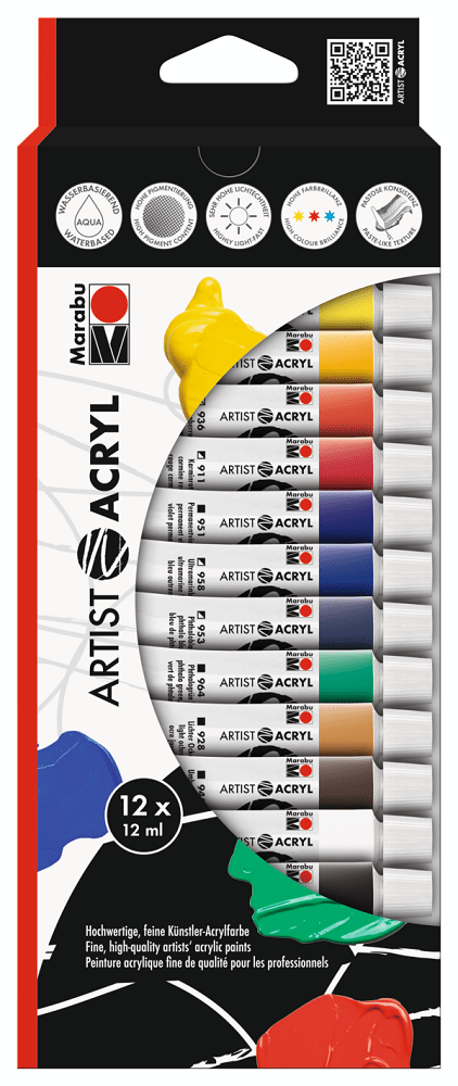 Marabu Acrylic Artista, 12 x 12 ml1