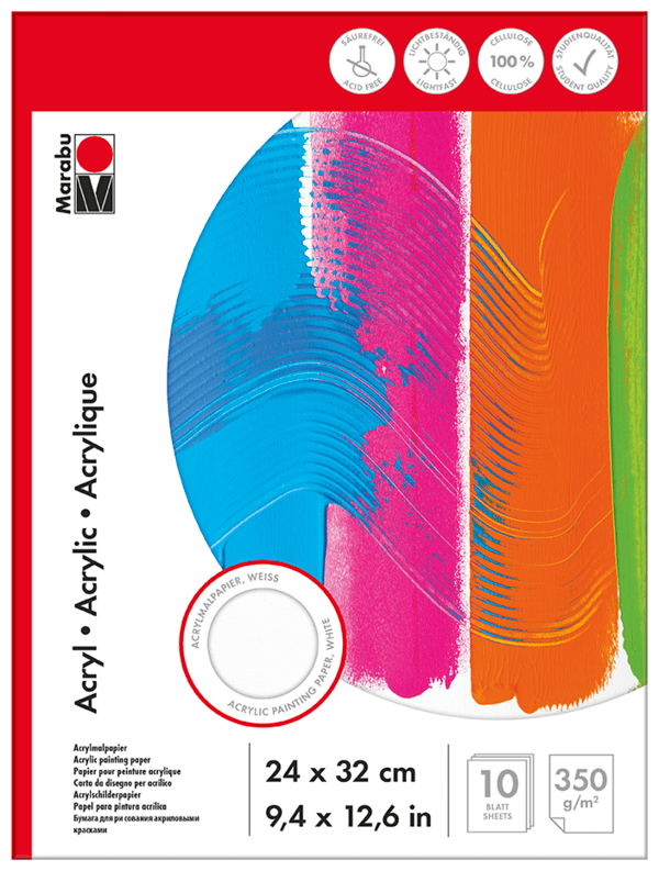 Marabu Papel para acrílico, 24 x 32 cm, 10 hojas1