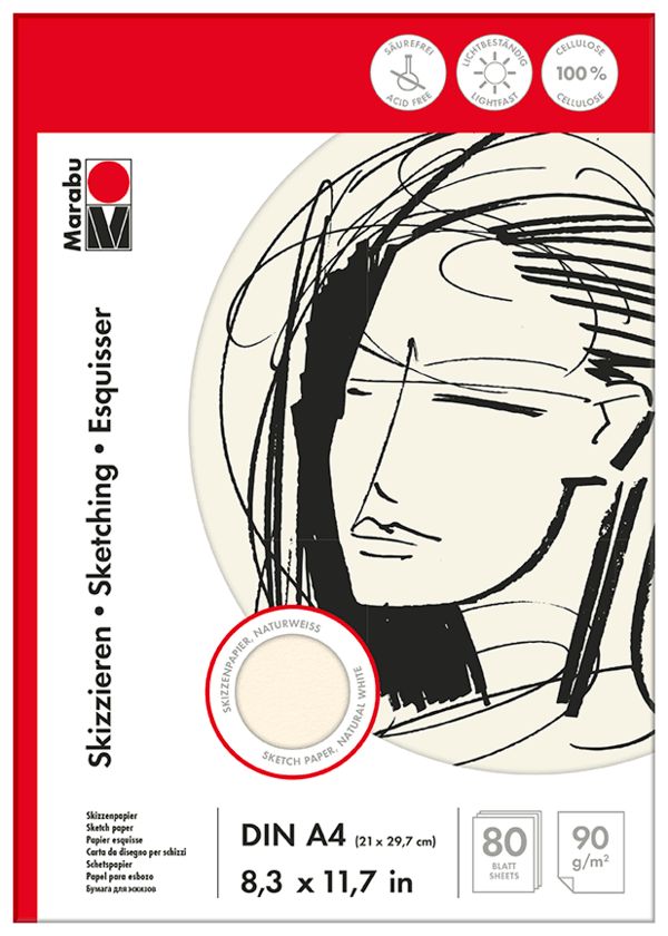 Marabu Papel para dibujo, DIN A4, 80 hojas1