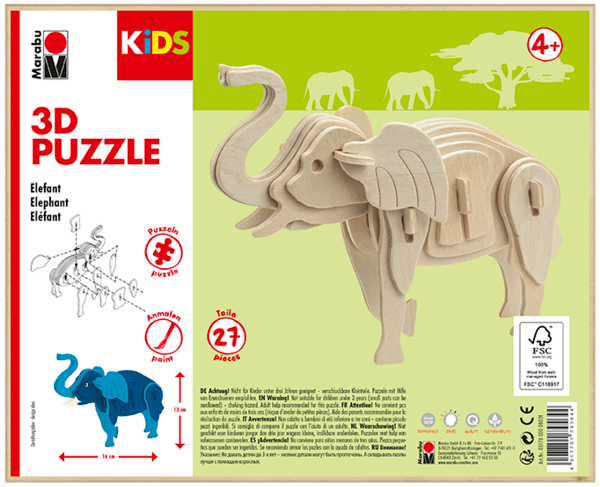 Marabu KiDS Puzzle 3D - Elephant1
