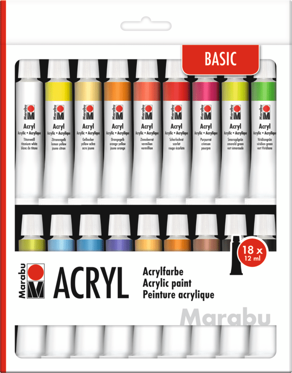 Marabu tubos Pintura Acrylic 18 u. x 12 ml1