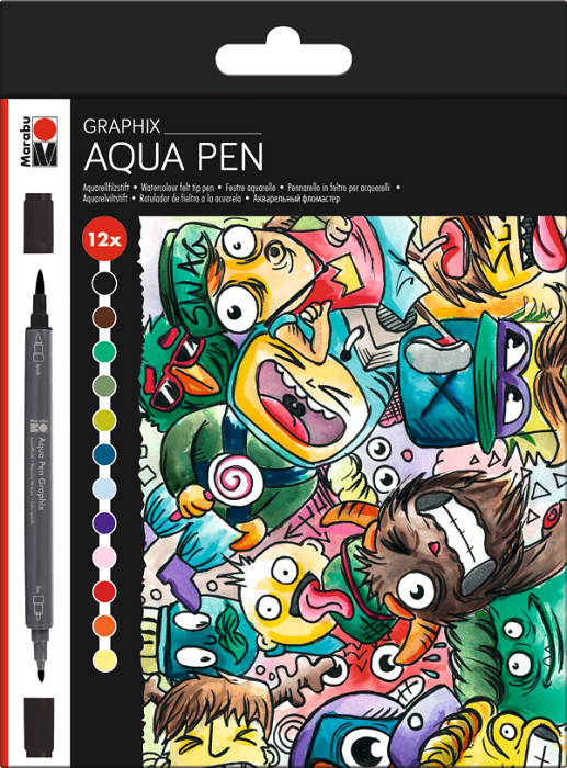 Marabu Aquapen doble punta, bala y punta pincel - Mega Mash1