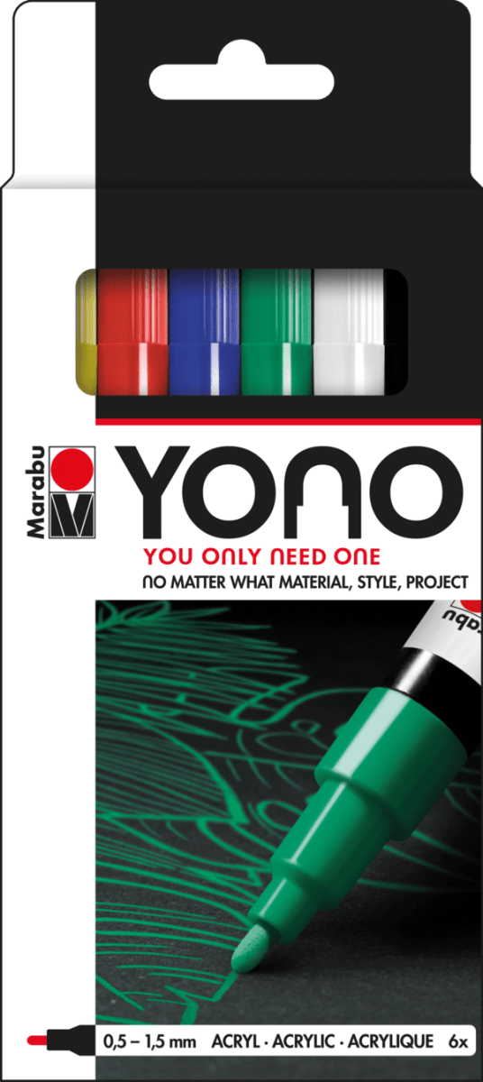 Marabu Marcador acrílico YONO Set 6 x 0.5-1.5 mm1