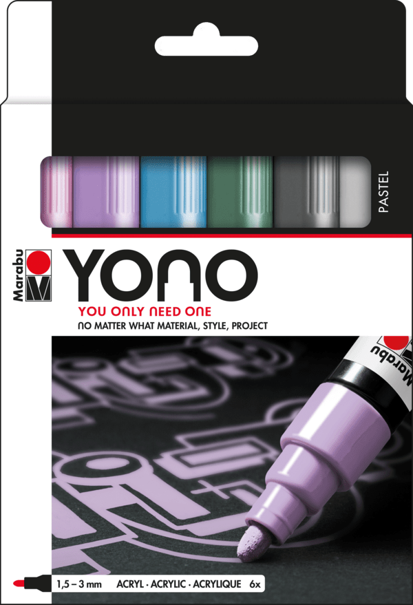 Marabu Marcador acrílico YONO SET PASTEL, 6 x 1.5-3 mm1