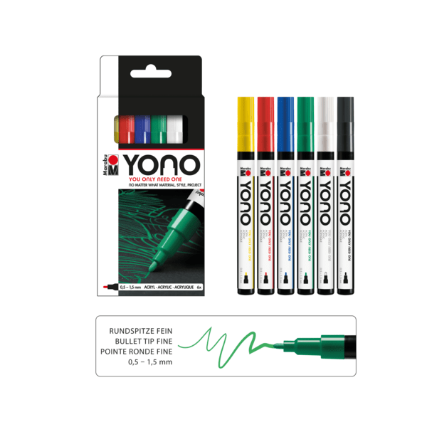 Marabu Marcador acrílico YONO Set 6 x 0.5-1.5 mm2