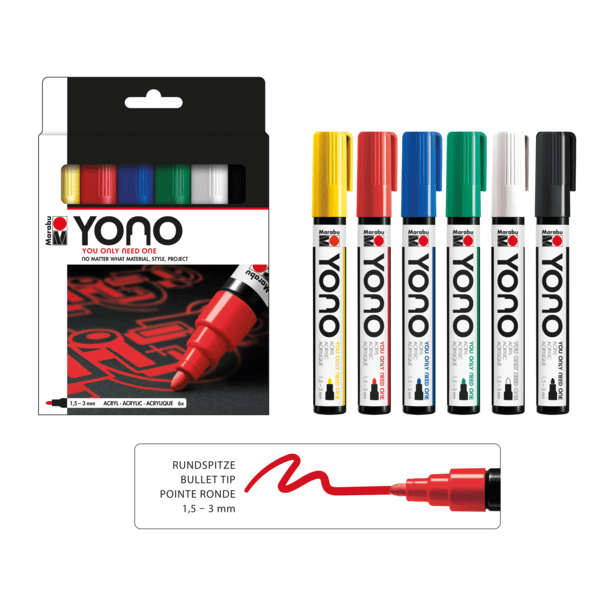 Marabu Marcador acrílico YONO Set 6 x1.5-3 mm2
