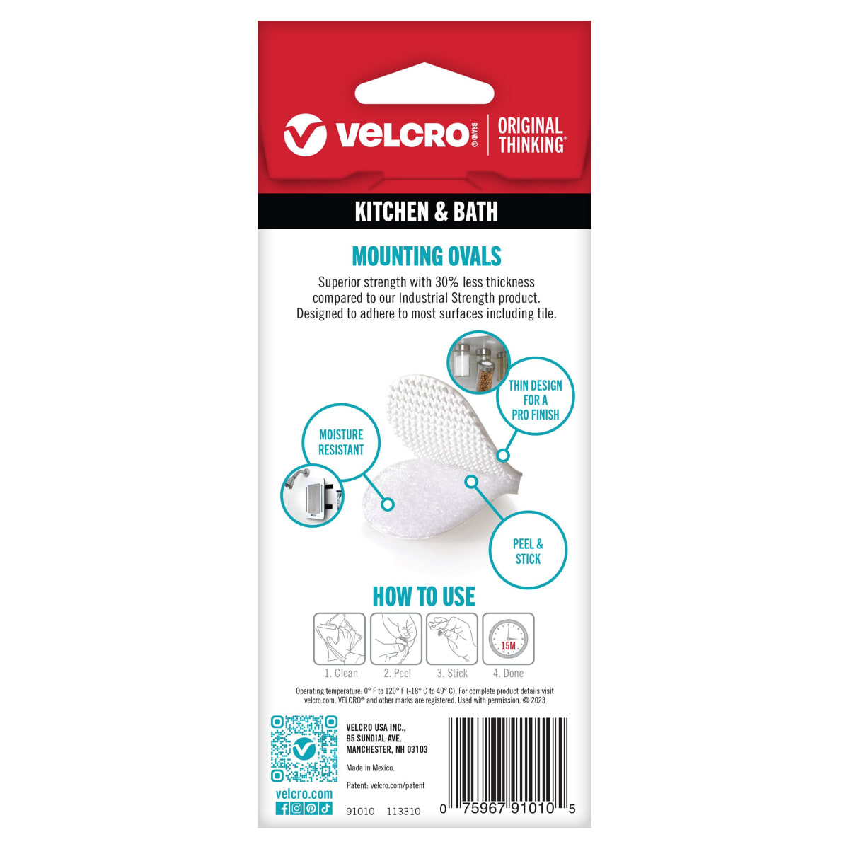 Sujetador Con Adhesivo 6 Ovalos 2.5 Cms X 1.9 Cms Blanco