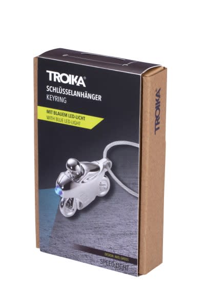 Llavero  Troika con luz LED azul diseño motocicleta2