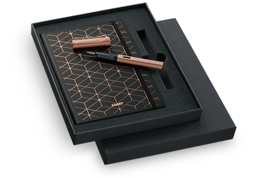 Set Pluma Lamy LX Rose Gold M + Libreta A5 Oro Rosa1