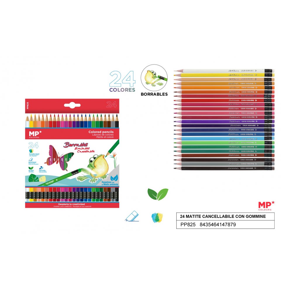 Lapices De Colores  Borrables x24 uds Color Surtido2