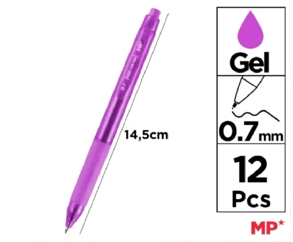 Boligrafo Retractil Tinta Gel Punta 0.7mm Marca Madrid Papel Color Fucsia (MP)1