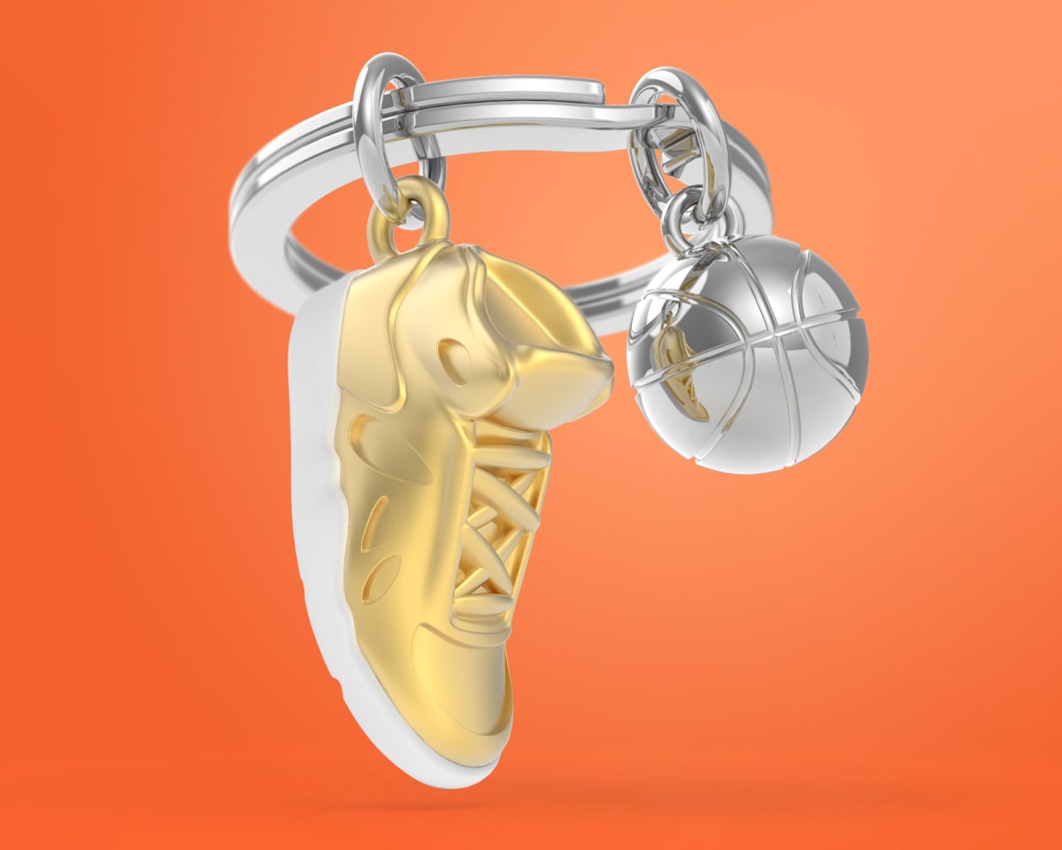 Llavero Metalmorphose zapatilla de Basquetball, pelota naranja (MTM)3