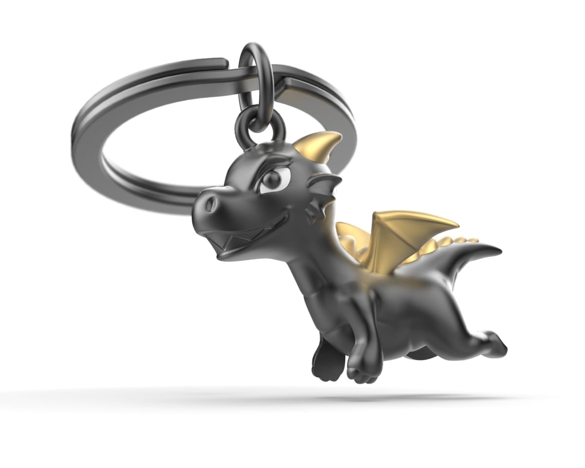 Llavero Metalmorphose Dragón Negro Alas Doradas5