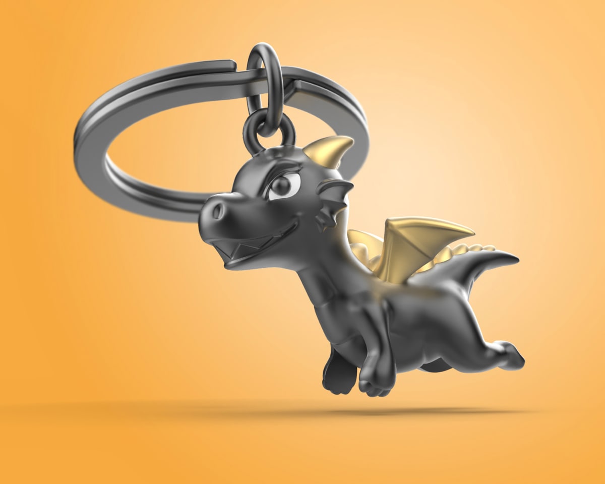 Llavero Metalmorphose Dragón Negro Alas Doradas7