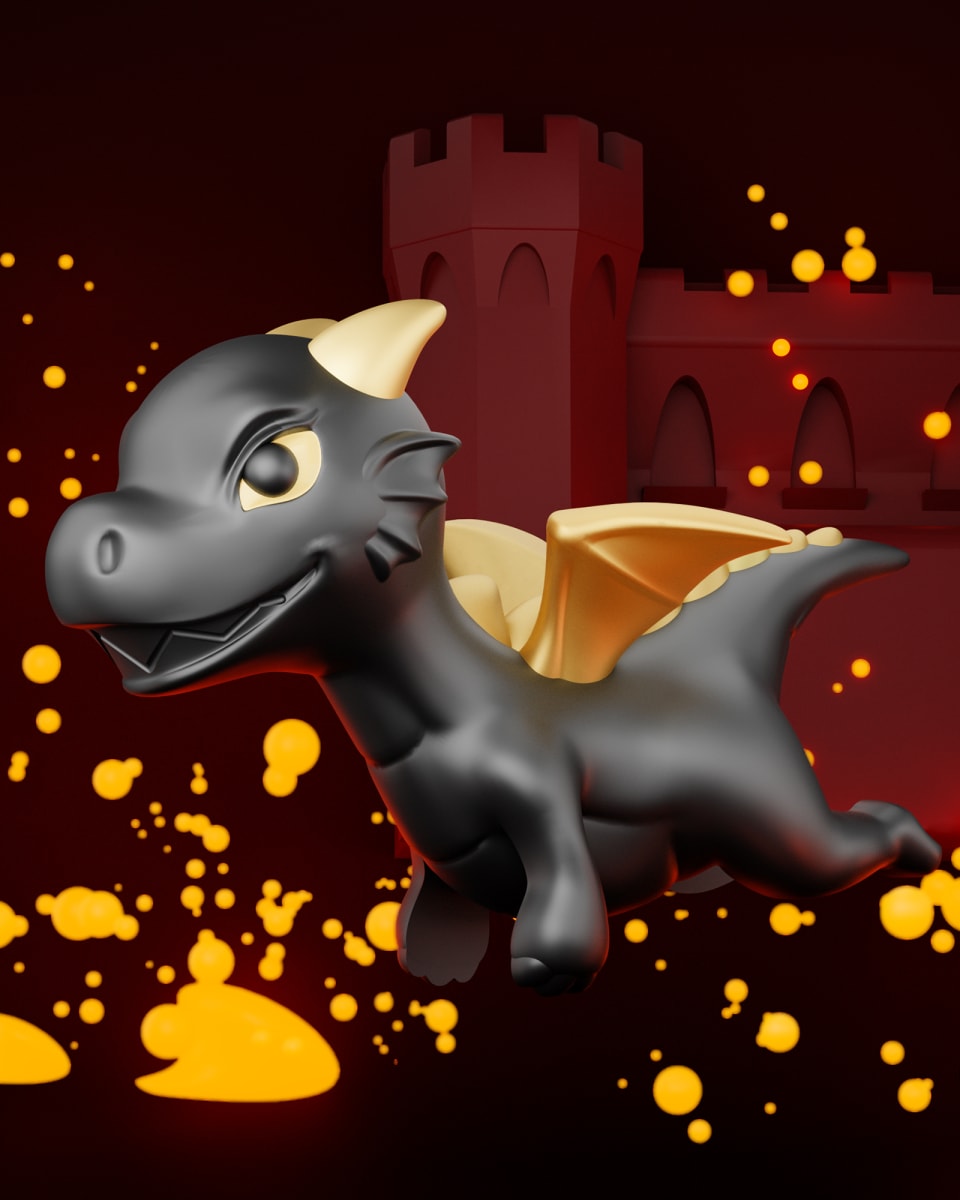 Llavero Metalmorphose Dragón Negro Alas Doradas4